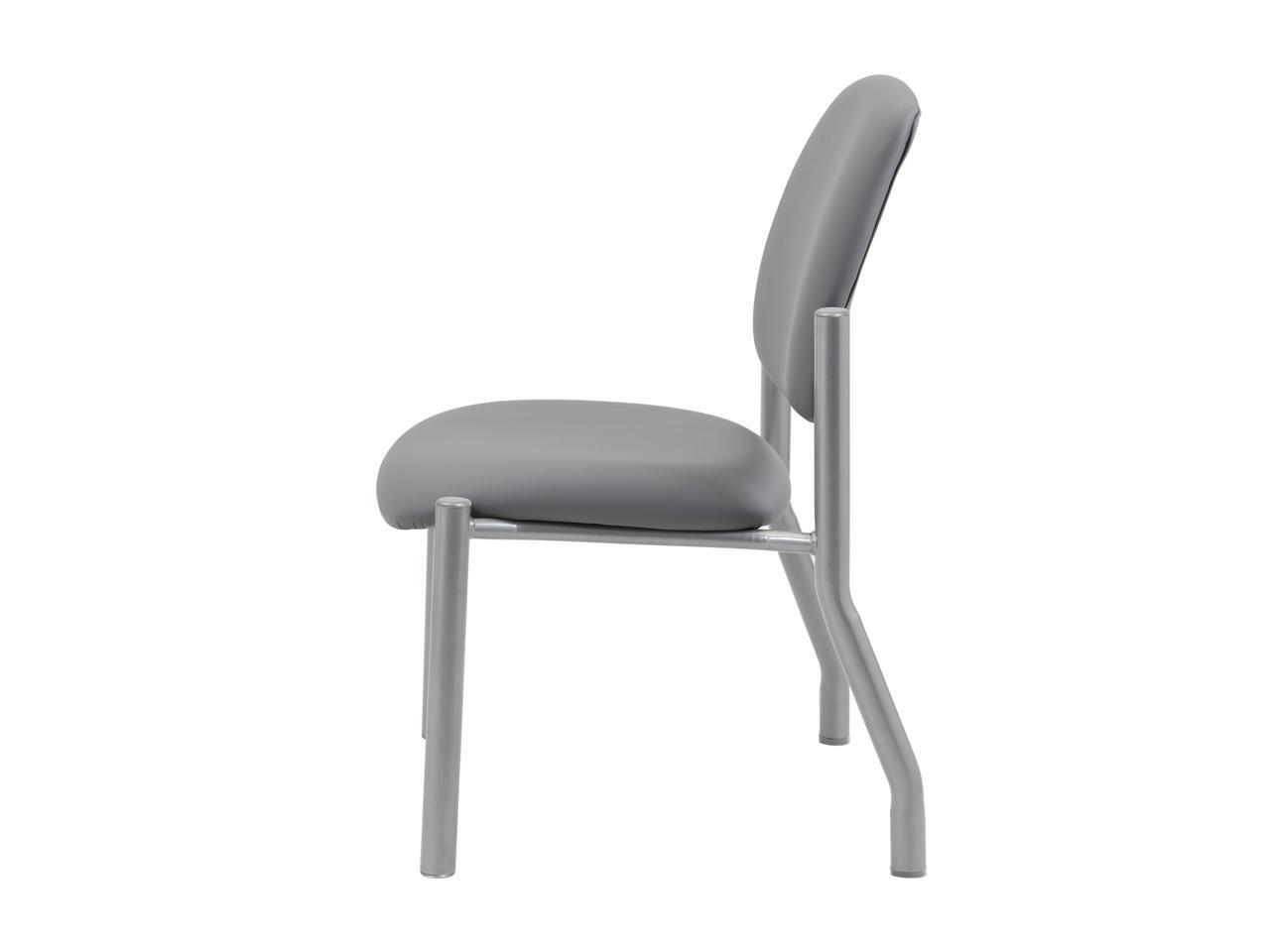 Boss Office Products Heavy Duty Armless Vinyl Mid Back Guest Chair for Reception