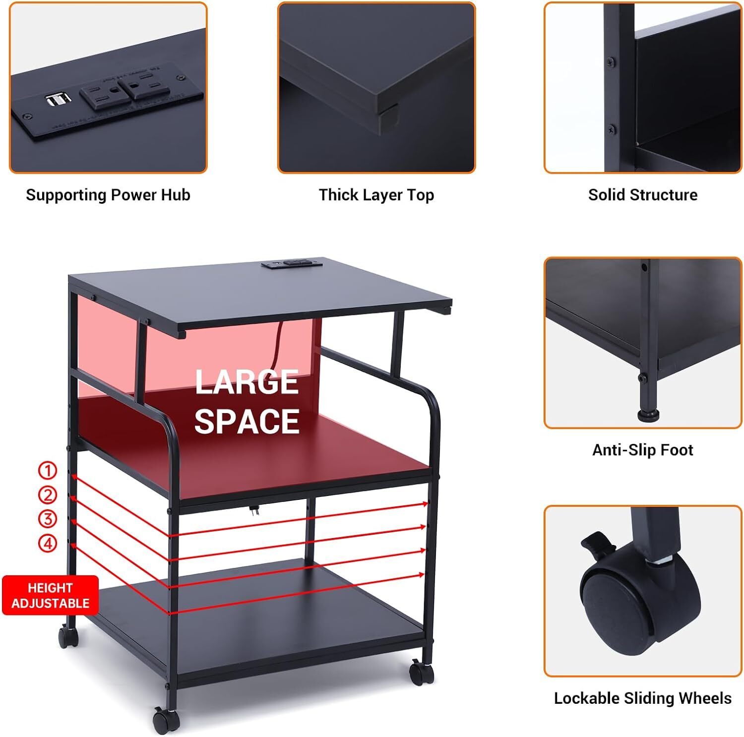 Printer Stand Large Printer Table Printer Stand with Storage Printer Cart