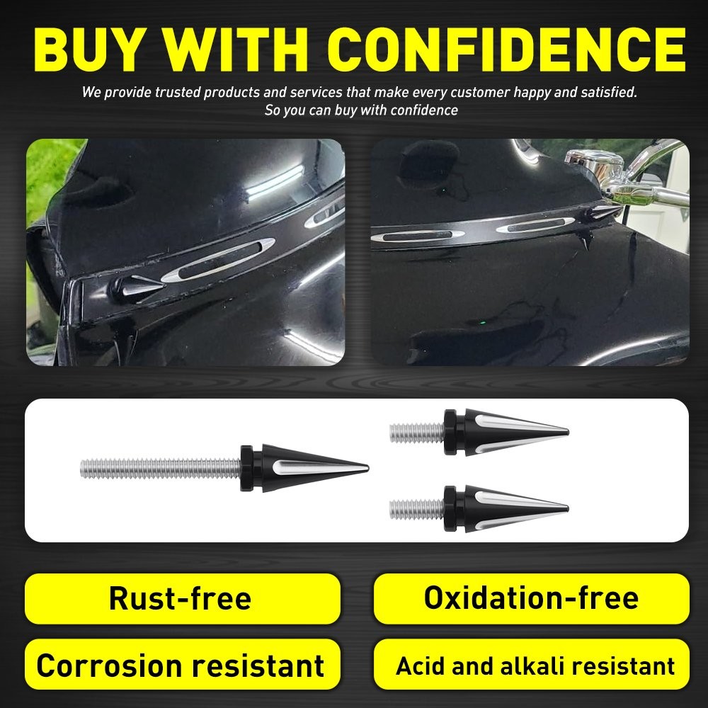 3PCS Fit Harley Electra Glide Spike Windshield Windscreen Screws Black+White