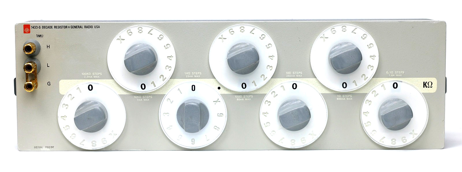 General Radio 1433-G 7-dial Decade Resistor, 0.1 Ω to 1,111,111 ohms total 0.01%