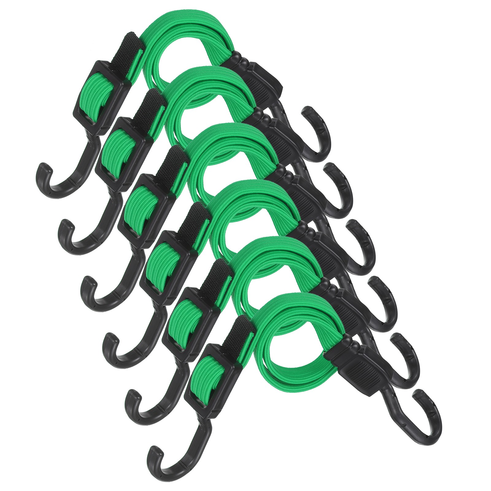 6pcs Adjustable Bungee Cords with Hook 26" Elastic Bungee Strap, Green