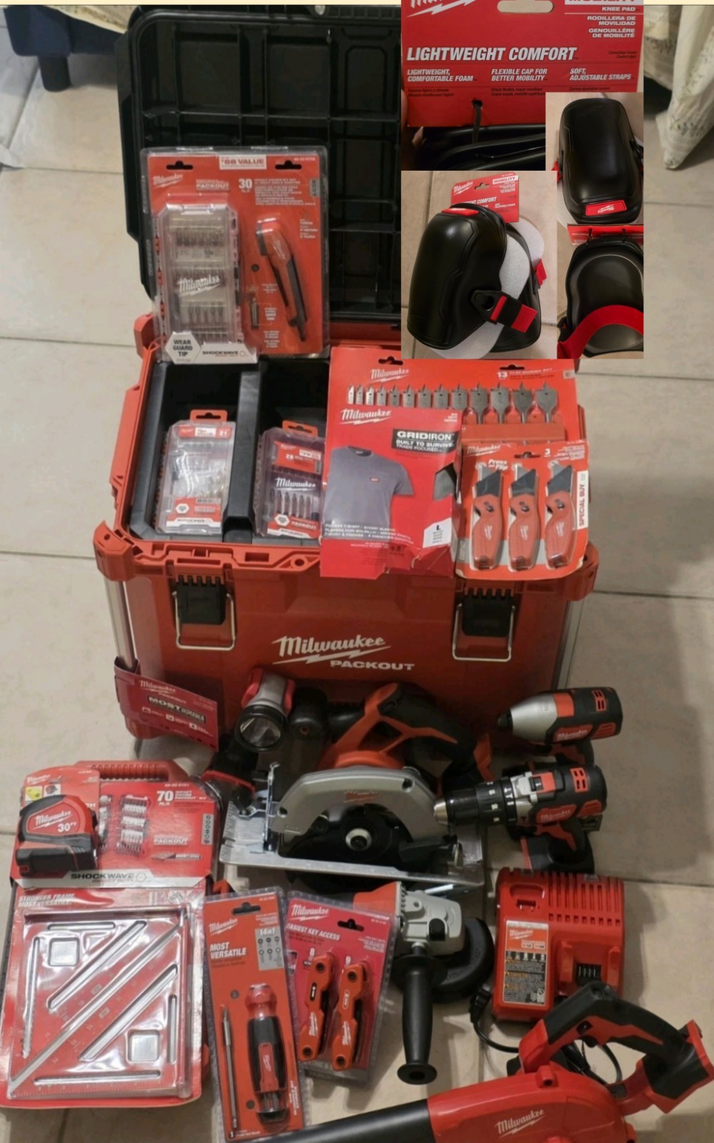 Milwaukee M18 Cordless 6 Tool/Packout, 12 accessories Combo Kit