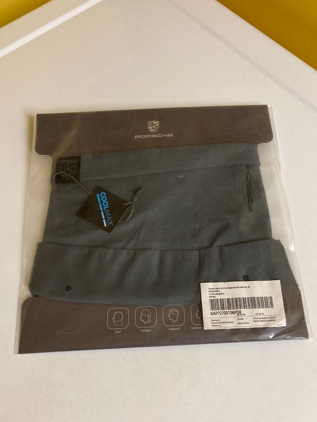 PORSCHE DESIGN MULTIFUNCTIONAL HEAD GEAR, FACE MASK, NECK GAITER, SCARF. NIB