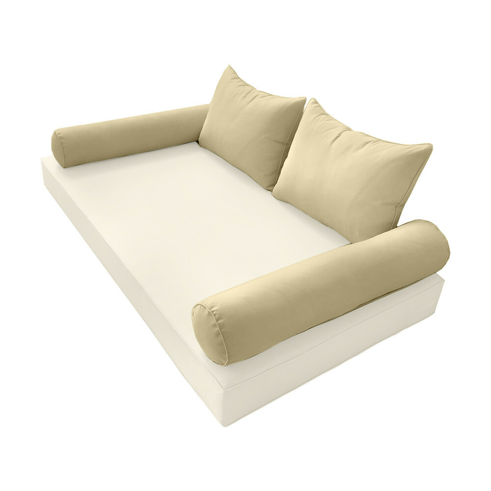 |COVER ONLY| Outdoor Style 4 Crib Piped Trim Bolster Back Pillow Slipcover AD103