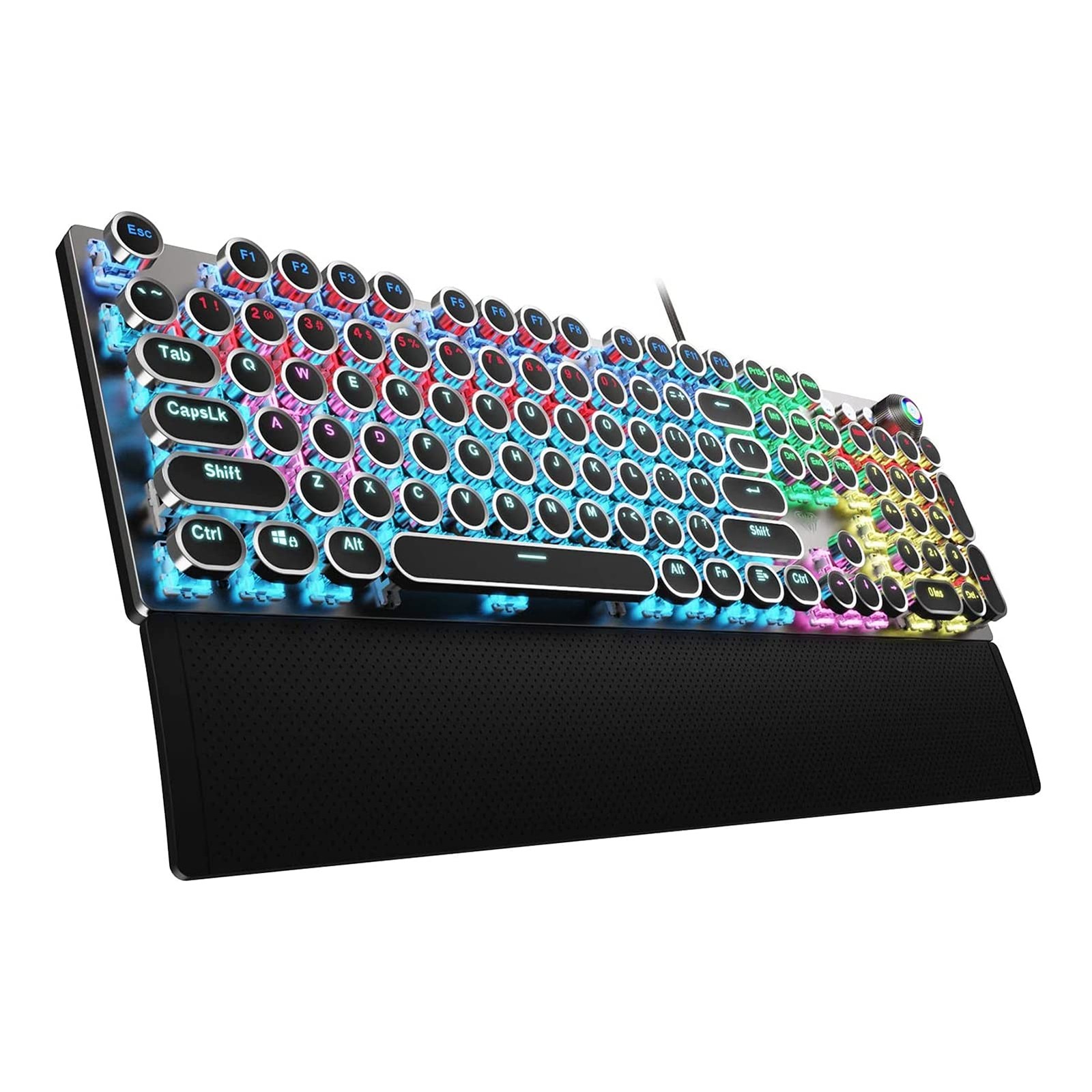 Aula F2088 Typewriter Style Mechanical Gaming Keyboard Blue Switchesrainbow Led