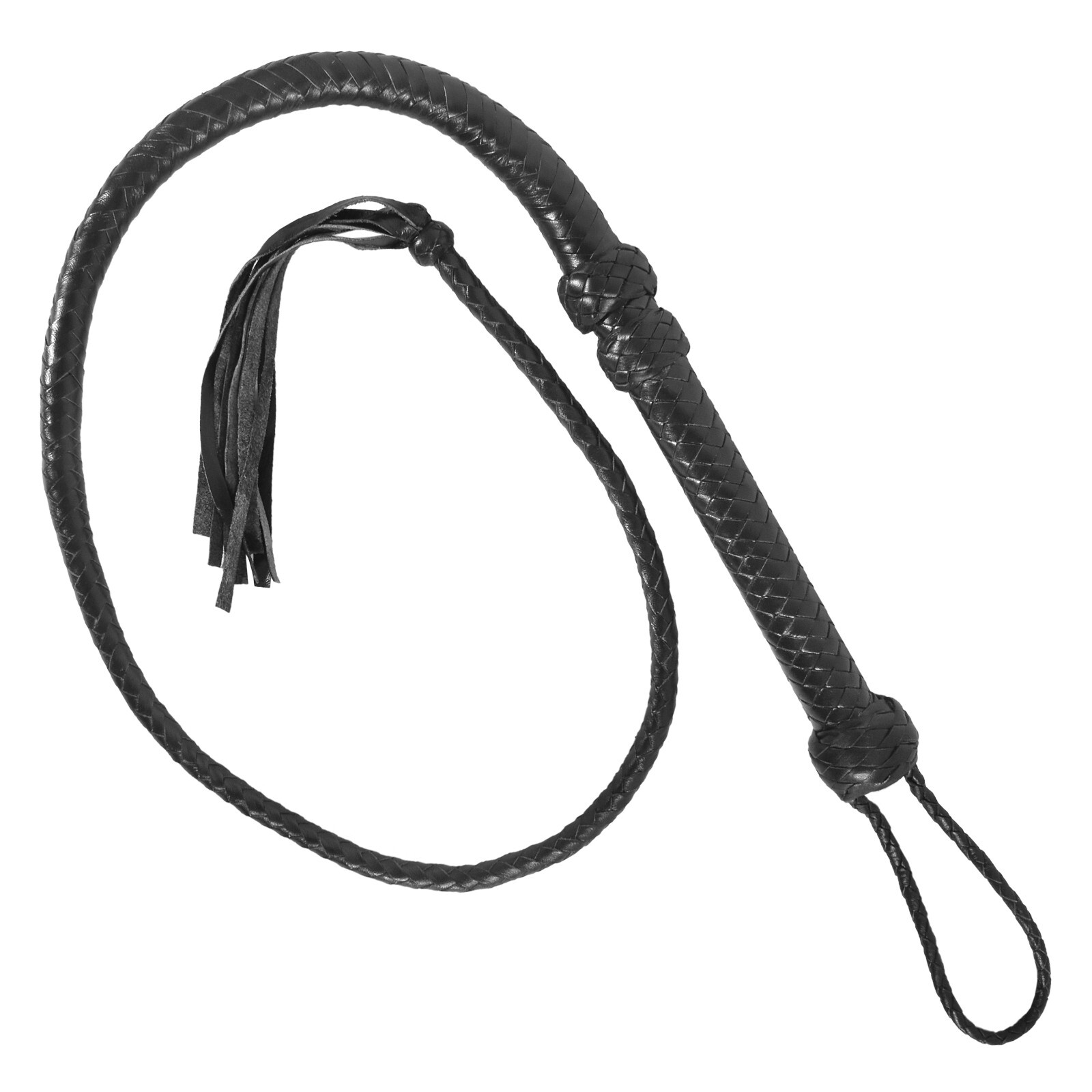 Real Cowhide Handmade | 3 Ft Leather Bull Whip | 12-Plait Black Stock Whip
