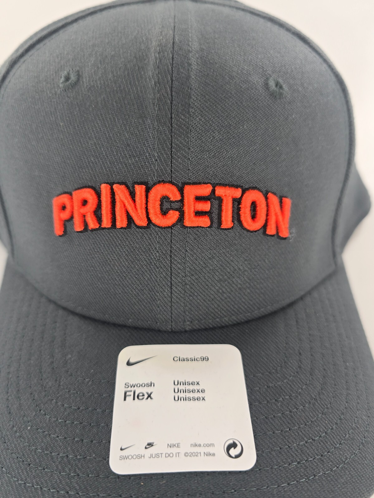 Nike Princeton Tigers Hat Unisex OSFM Gray Classic99 Stretch Dri-Fit Swoosh Flex