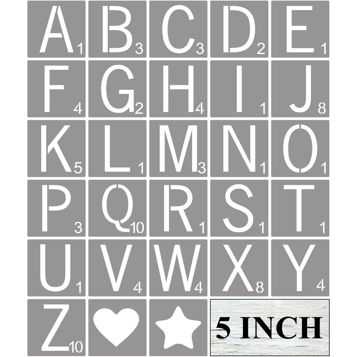 Scrabble Tile Letter Stencils 5 Inch - 28 Pack Scrabble Style Alphabet Stenci...