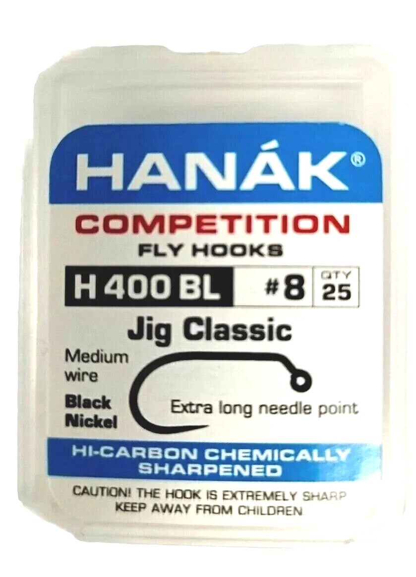 Hanak H400BL Jig Classic  Hooks Fly Tying  Nymph Hooks  Sizes 8-16. 25 per PK.