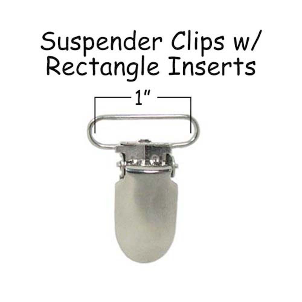 10 Suspender Paci Pacifier Holder Mitten Clips - 1" Rect Inserts - LEAD FREE