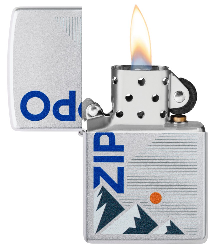 Zippo Mountain Design Satin Chrome Windproof Pocket Lighter, 47113
