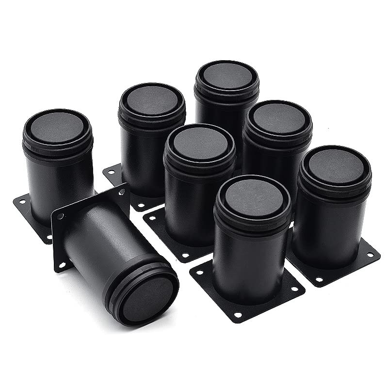 8 PCS Black 3 Inch Metal Furniture Legs Stainless Adjustable Round Cabinet