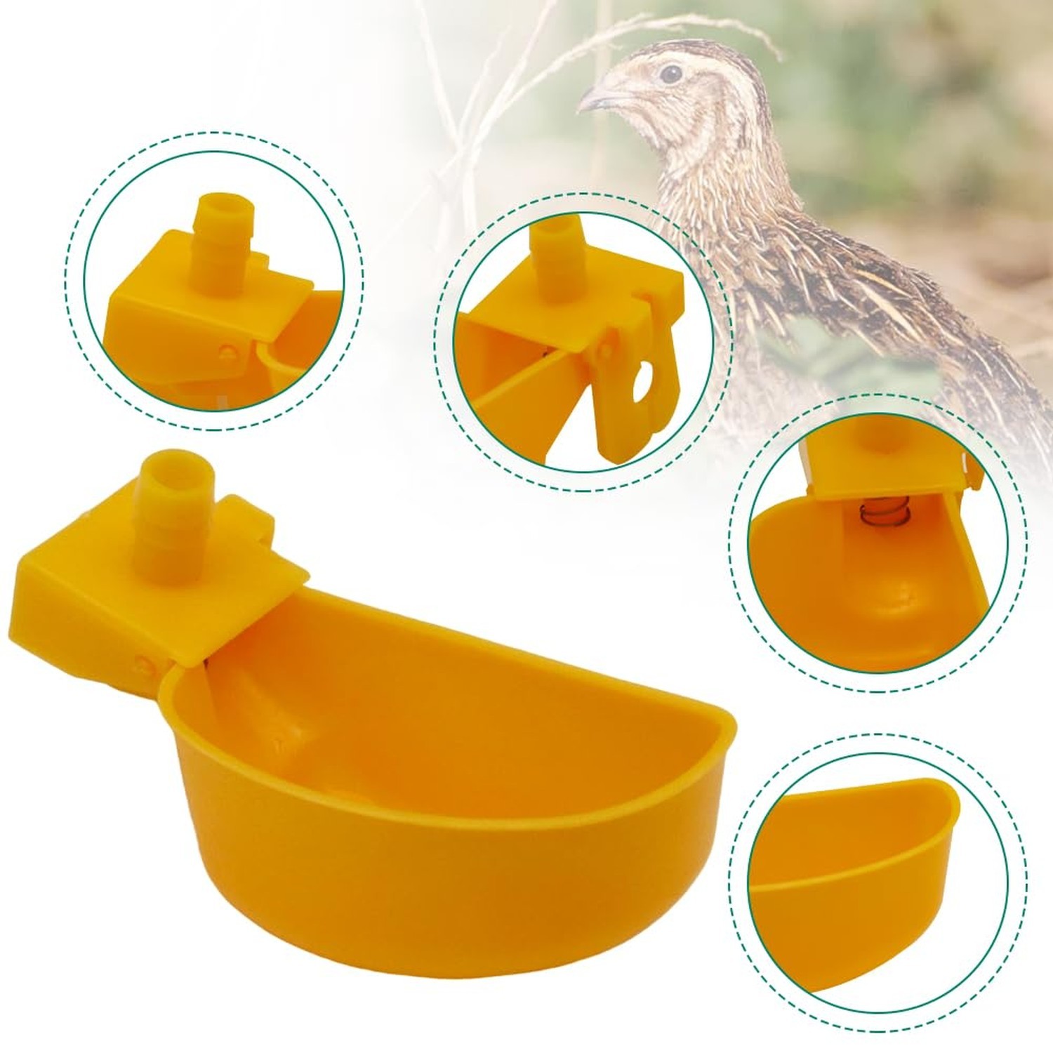 12Pcs Quail Water Cups Pigeon Automatic Bird Waterer for Cage Hang Drinker Br...