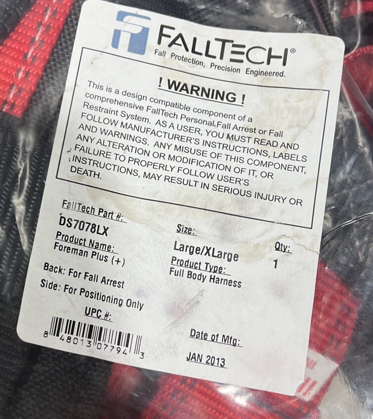 FallTech DS7078LX Full Body Harness Nos Surplus