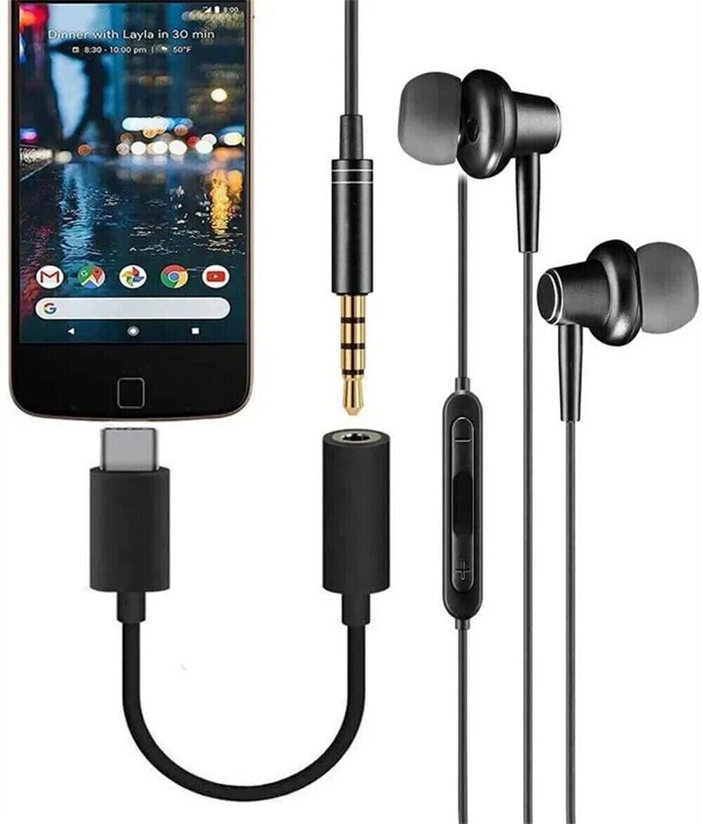 USB-C Type C Adapter Port to 3.5MM Aux Audio Jack Earphone Headphone Cable USB