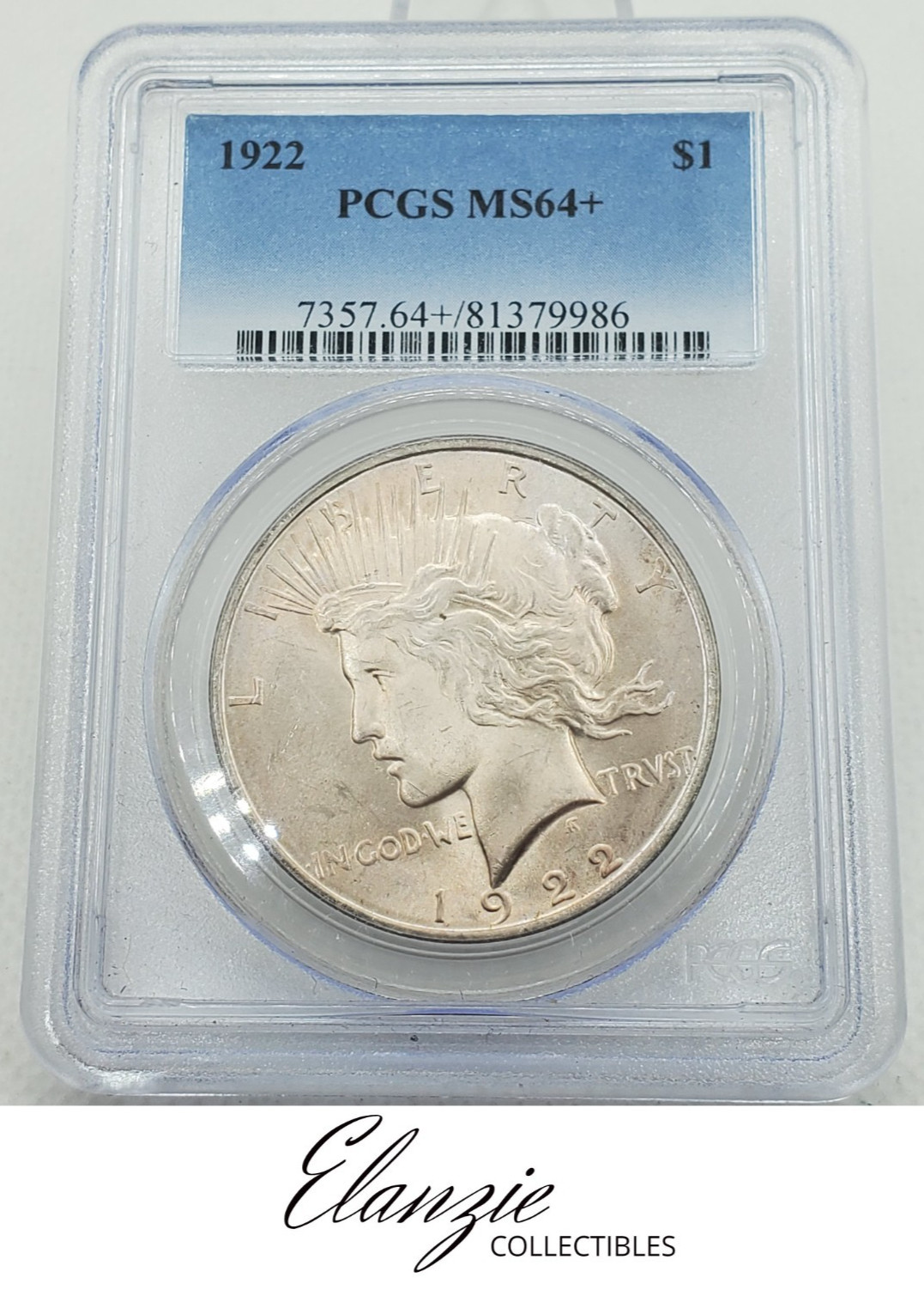 1922 Peace Silver Dollar PCGS MS64+