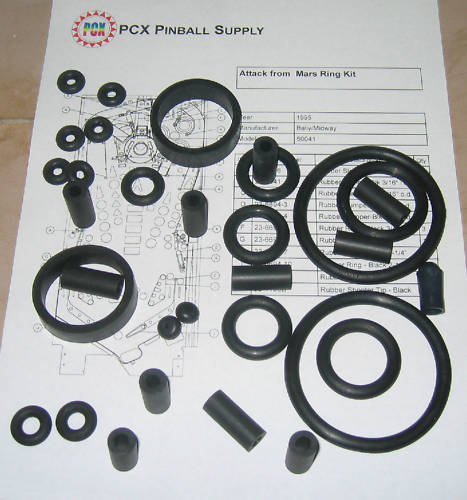 1995 Bally/Midway Attack from Mars Pinball Machine Rubber Ring Kit