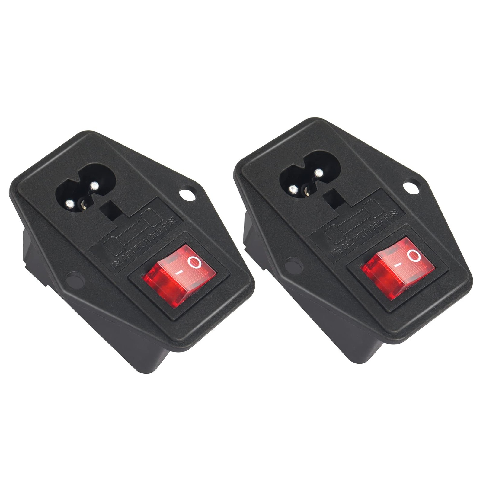 10A 250V Rocker Switch Power Socket Inlet Module Plug 10A Fuse with Indicator...