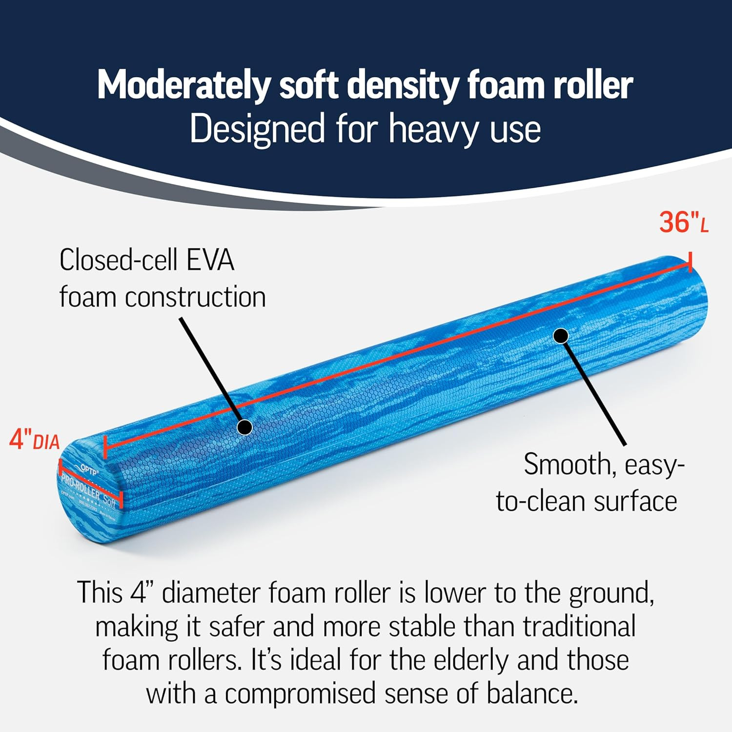 OPTP Pro-Roller Soft Density Foam Roller – Low Density Soft Foam Roller for Phys