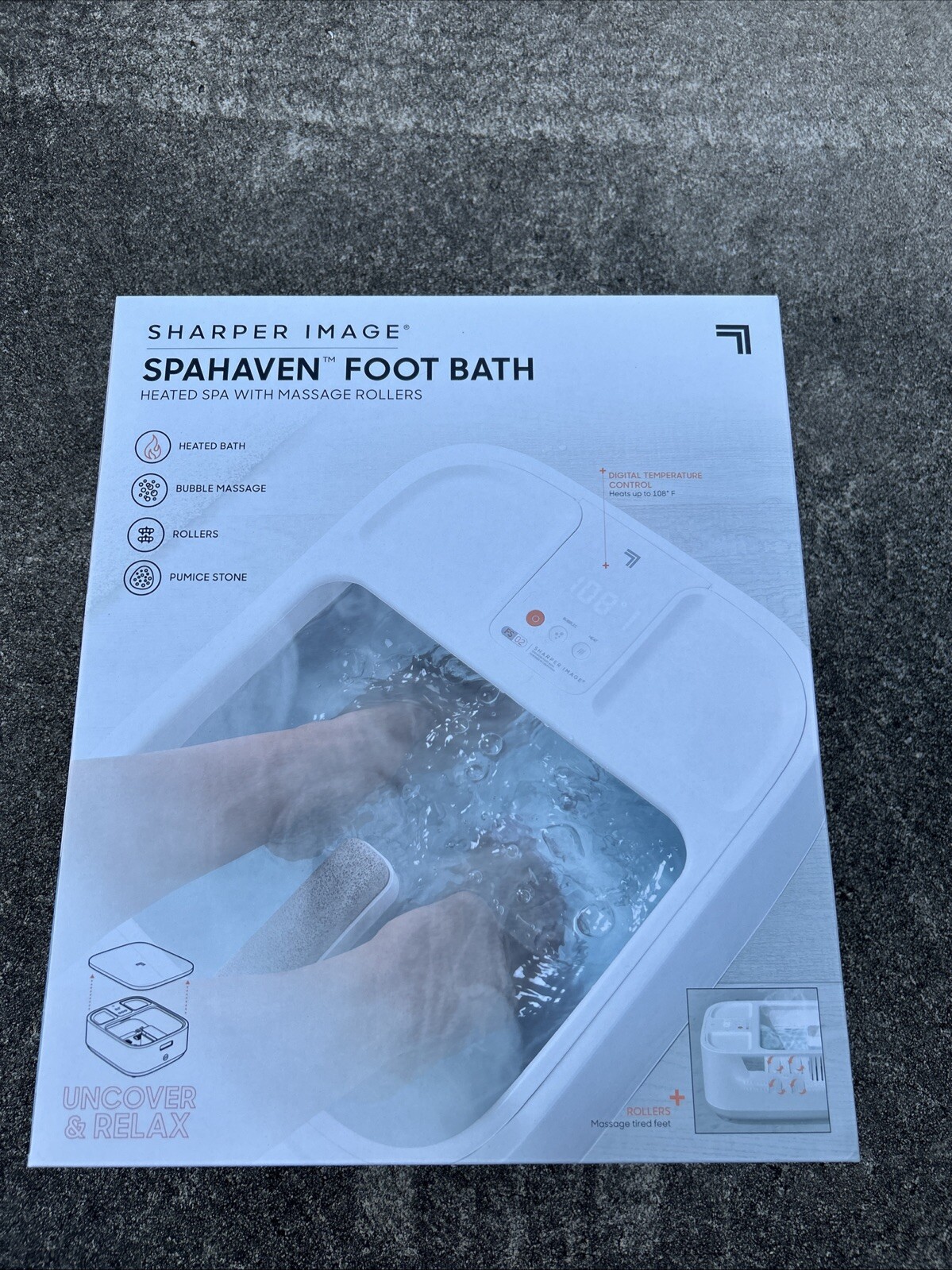 NEW-Sharper Image Spa Haven Foot Bath, Heated with Rollers and LCD Display - NEW