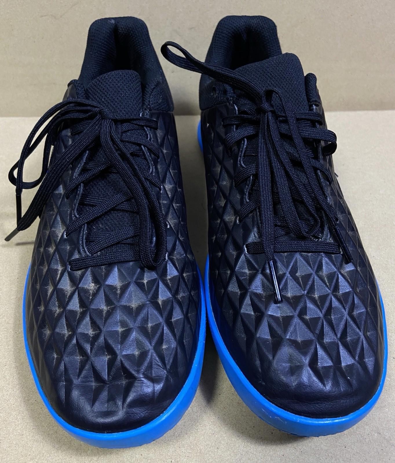 Nike Tiempo Indoor Soccer Shoes AT6110‑004 Black/Blue Men's US 8 Indoor Turf