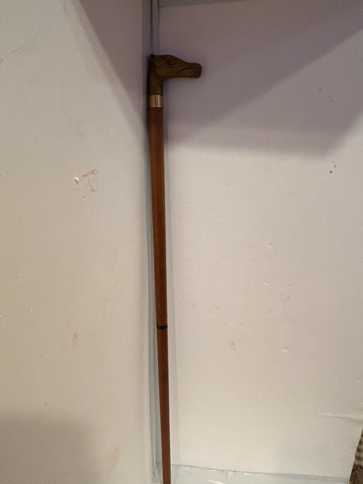 Vintage Wood & Solid Brass Eagle Head Cane  Walking Stick 35.25" Victorian #7195
