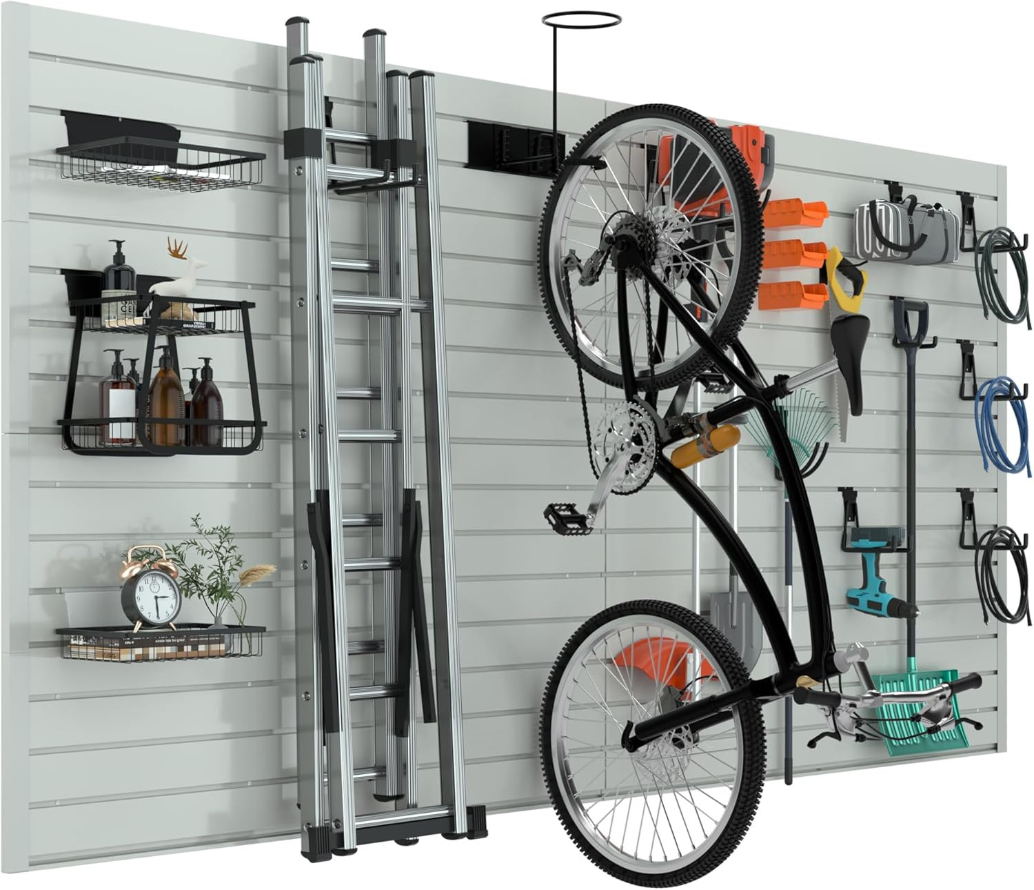 PVC Slat Wall Panels,4Ft by 8Ft (32 Sqft) Garage Wall Organizer Storage System,I