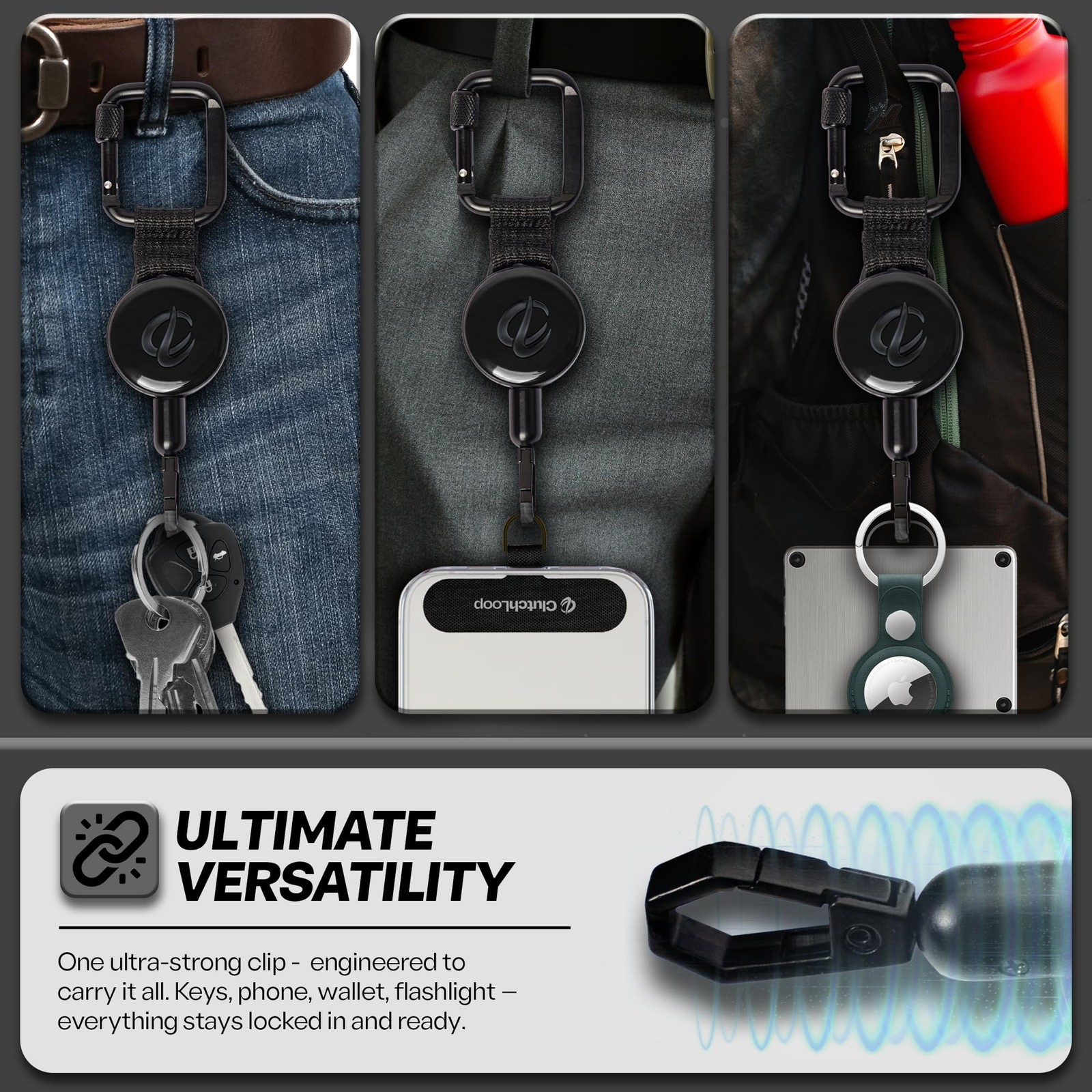 Clutchloop Anti-Theft Phone Tether - Universal Adhesive Anchor Retractable