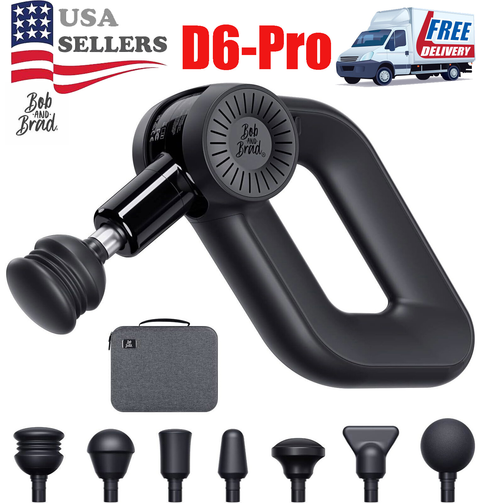 D6 PRO Deep Tissue Massage Gun 16mm Deep Percussion Muscle Athletes BOB AND BRAD