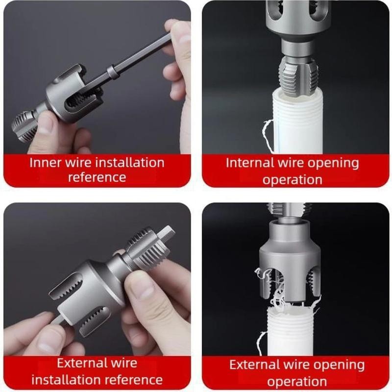 PVC Pipe Threading Tool, 1/2'' & 3/4'' Dies, Drill Compatible (2PCS)