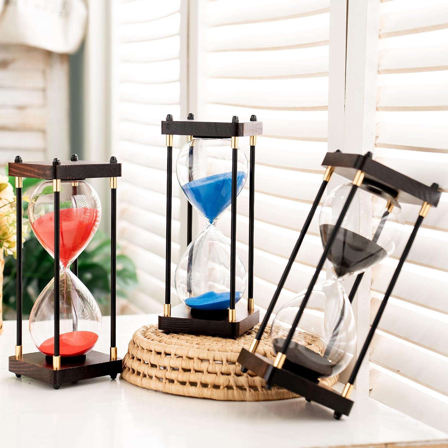 Large Sand Timer, Hourglass Timer 60 Minutes,Vintage Wooden Hour Glass Timer,Mod