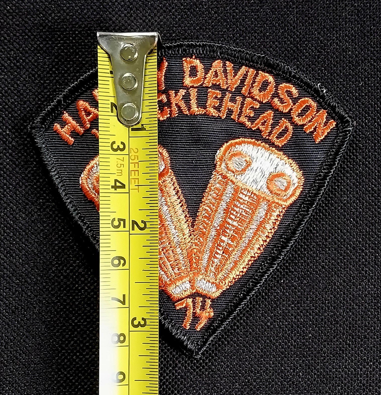 Vintage Authentic Original Harley-Davidson Knucklehead 74 Orange Biker Patch