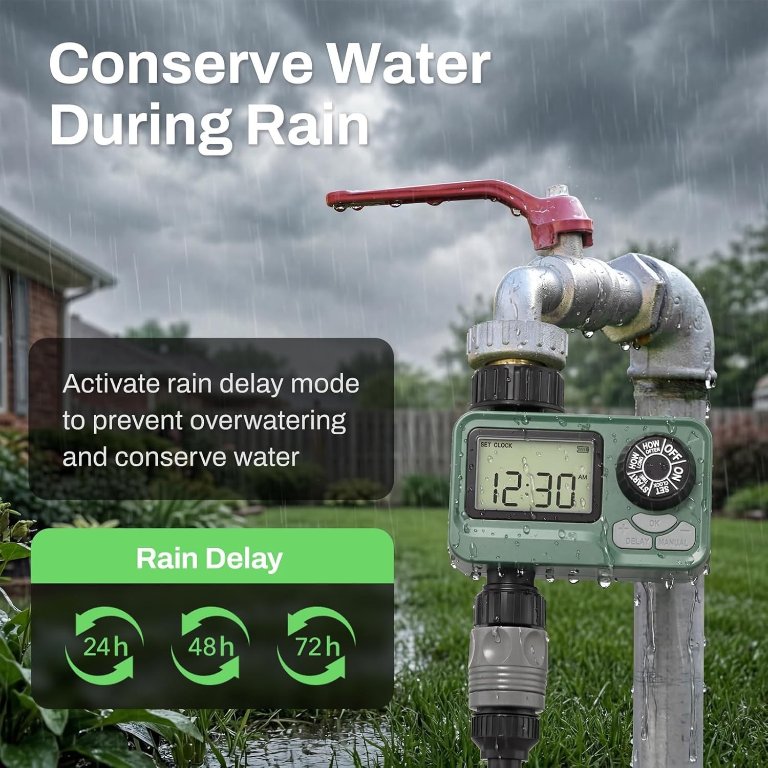 BN LINK Programmable Sprinkler Timer with Rain Delay – Waterproof Digital Wat...