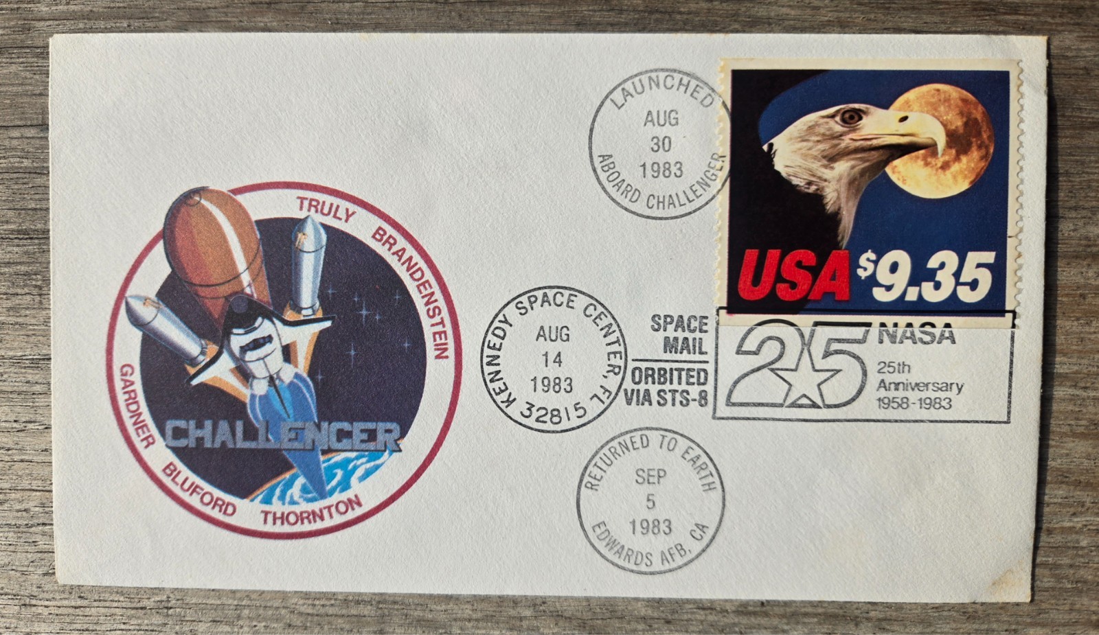 NASA USPS Processing Error STS-8 Flight cover & Folder + Original disclaimer