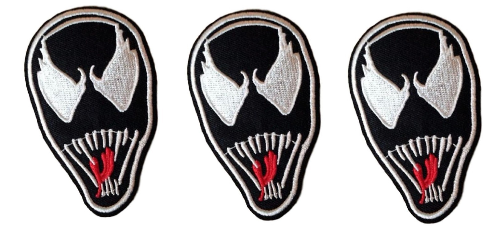Venom Character Face 3" Tall Embroidered Set of 3 Patches