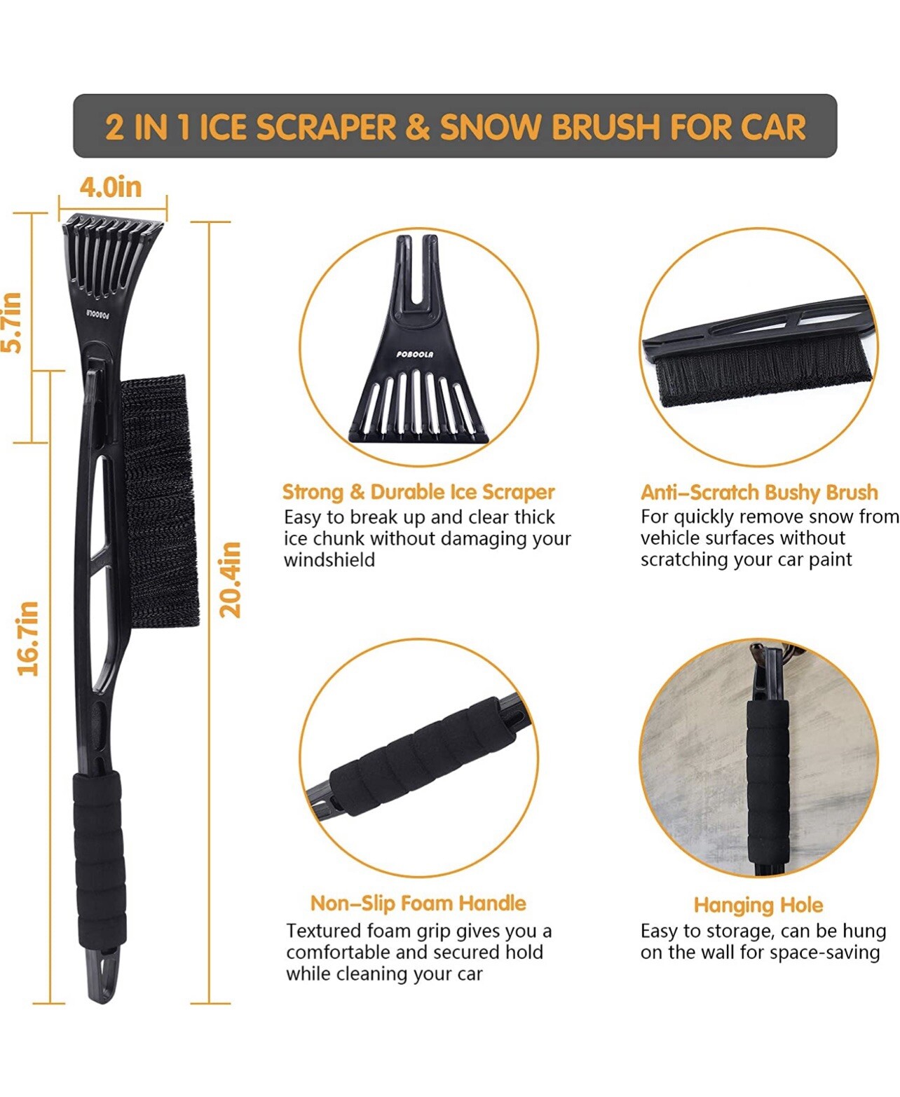 2 Pack Ice Scraper Mitt Car Windshield Brush Snow Remover Christmas Gift