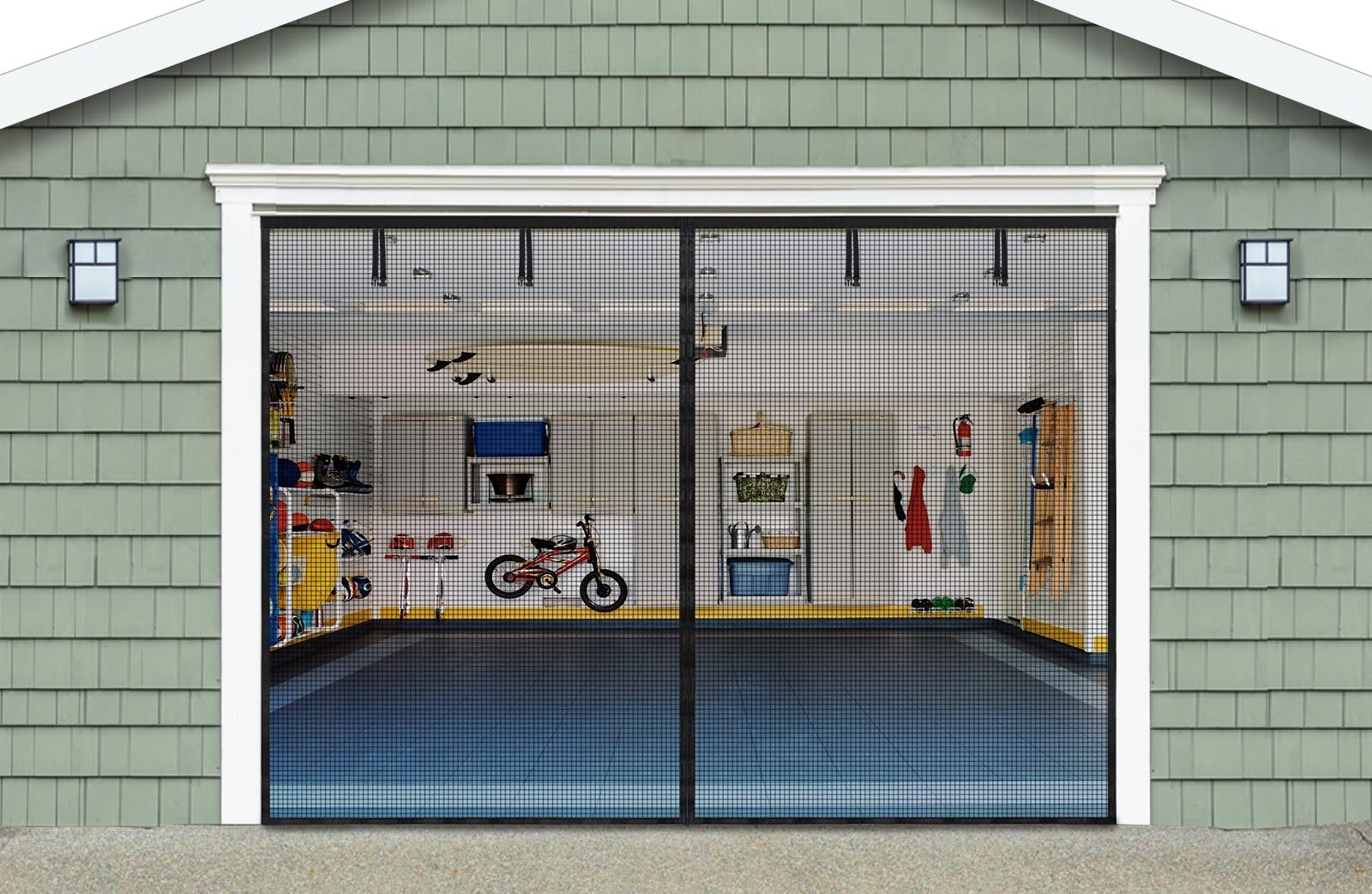 Magnetic Garage Door Screen for 1 Car Garage, 9x7 FT Double Door Magnetic Clo...