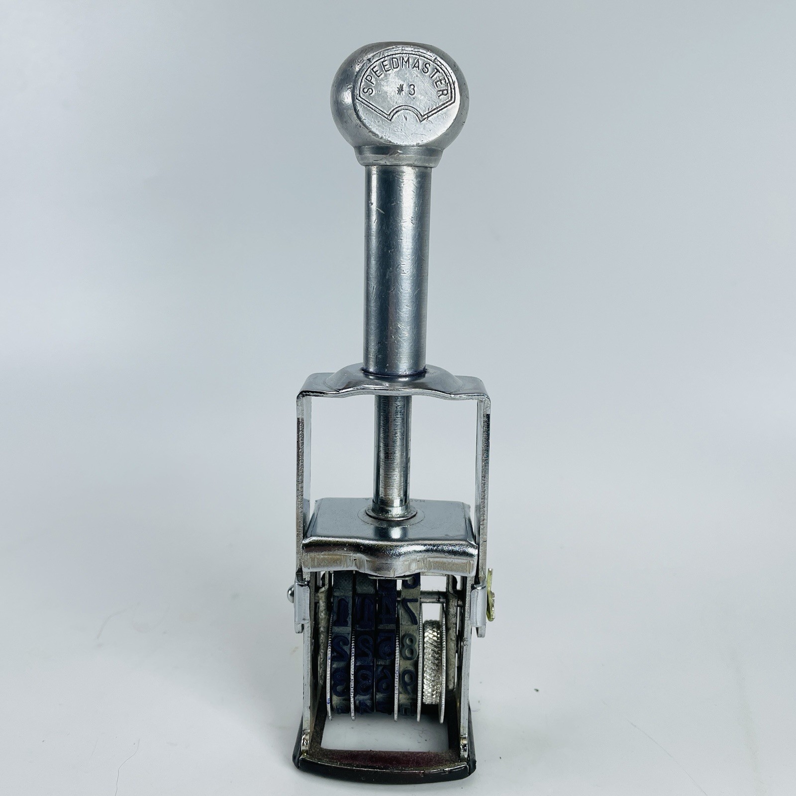 Vtg Speedmaster #3 Price Stamper Grocery Drug Store Display Decor Silver Metal