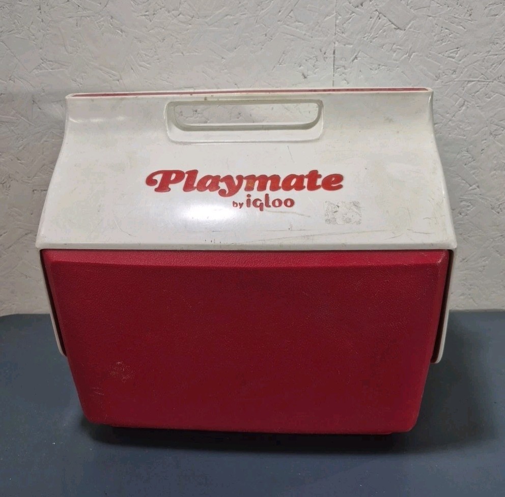 Vintage 1981 Igloo Playmate Cooler Red and White Ice Chest 1980's Nostalgia