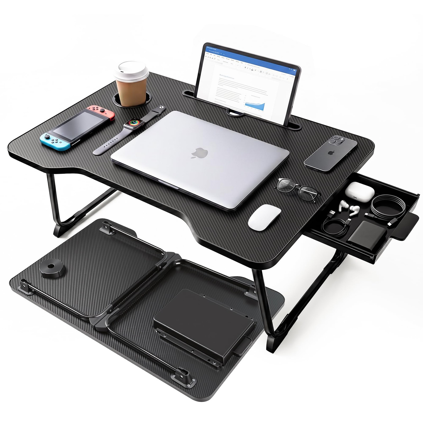 Lap Desk for Adults  Portable Foldable Bed Desk Tray Table