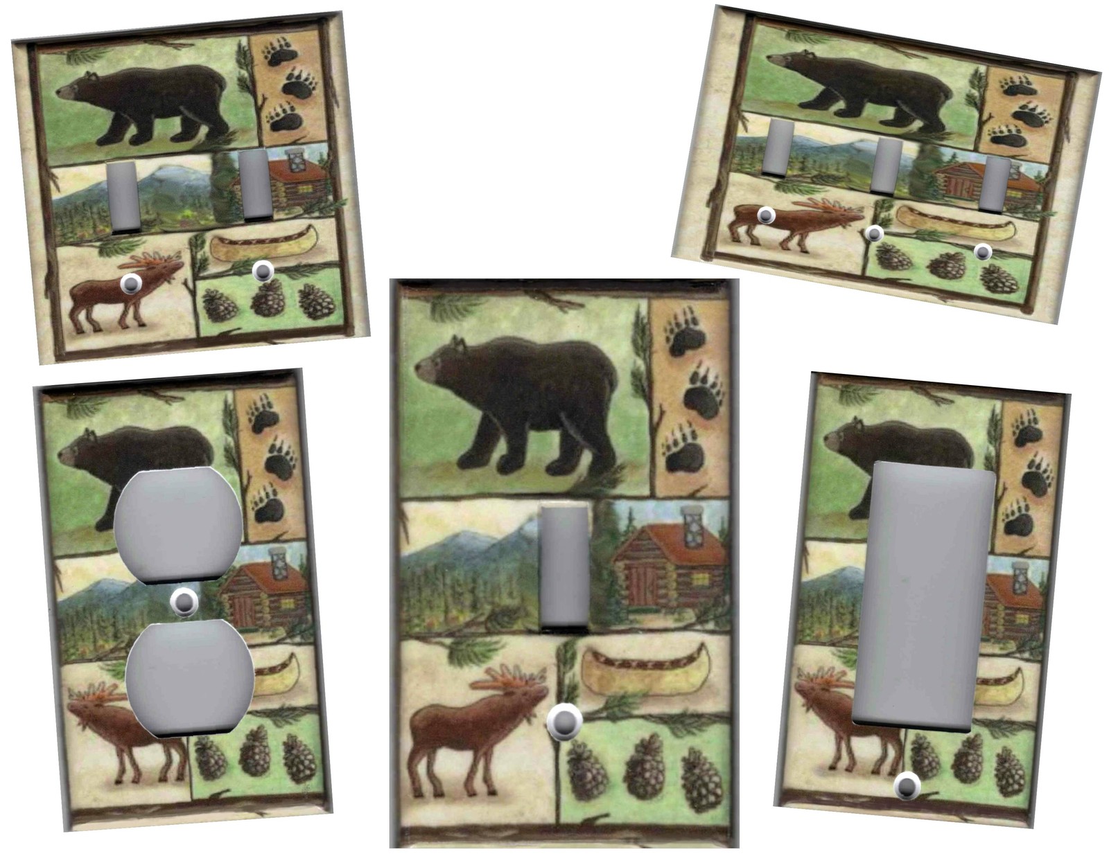 BEAR MOOSE CABIN RUSTIC HOME DECOR LIGHT SWITCH PLATES AND OUTLETS
