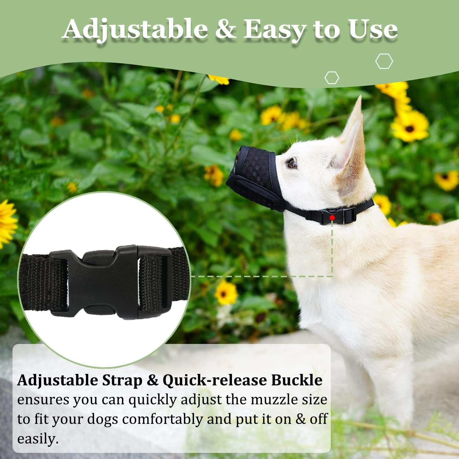 Dog Muzzle, Puppy Soft Mesh Muzzle for Small Medium Large Dogs Chihuahua Poodles