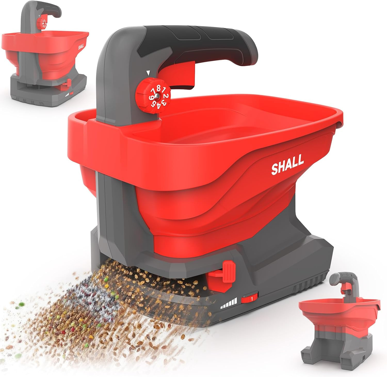Battery Powered Fertilizer Spreader, 7.2V Rechargeable Seed Spreader for Salt, D