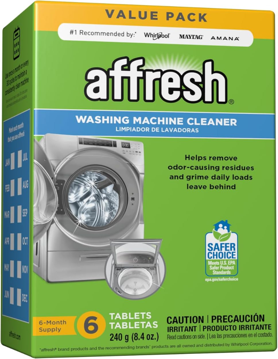 AFFRESH WASHING MACHINE CLEANER Cleans Front Top Load Washers 6 Tablets Cleaning