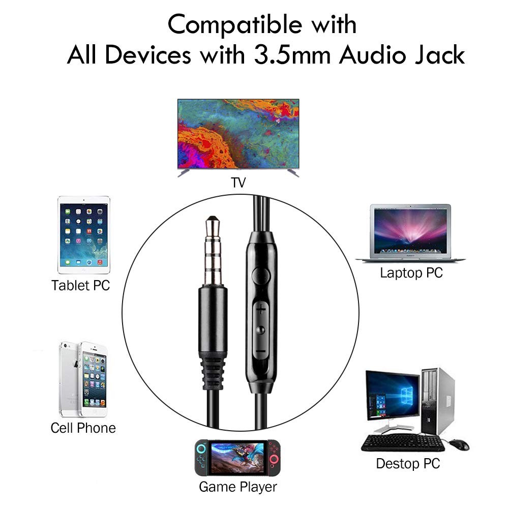 Extra Long Earbuds for TV & PC, with 12FT Spring Coiled Extension Cable, Volume