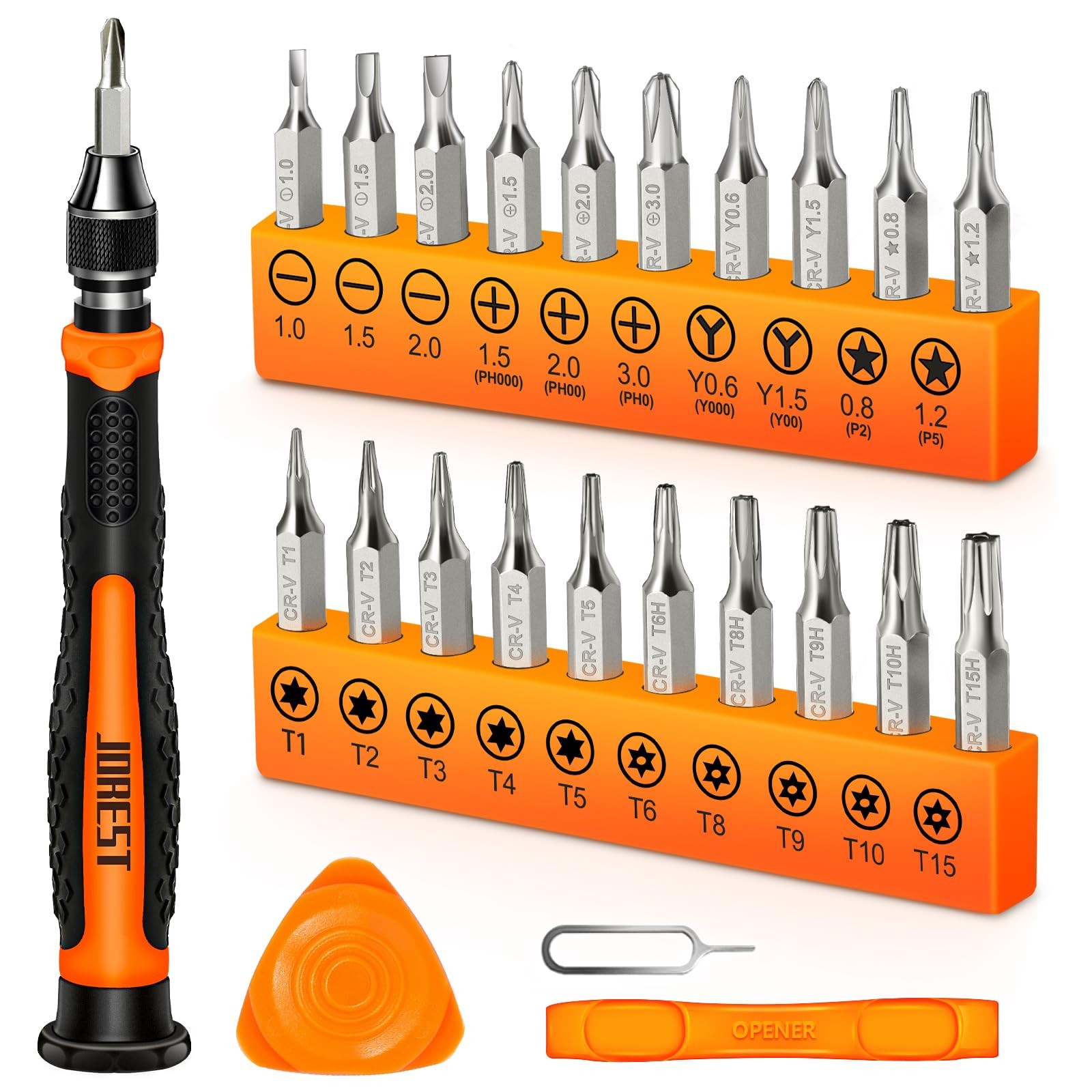 24Pcs Small Precision Screwdriver Set with Torx T5 T6 T8 T9, Y00, Star P5, Mini