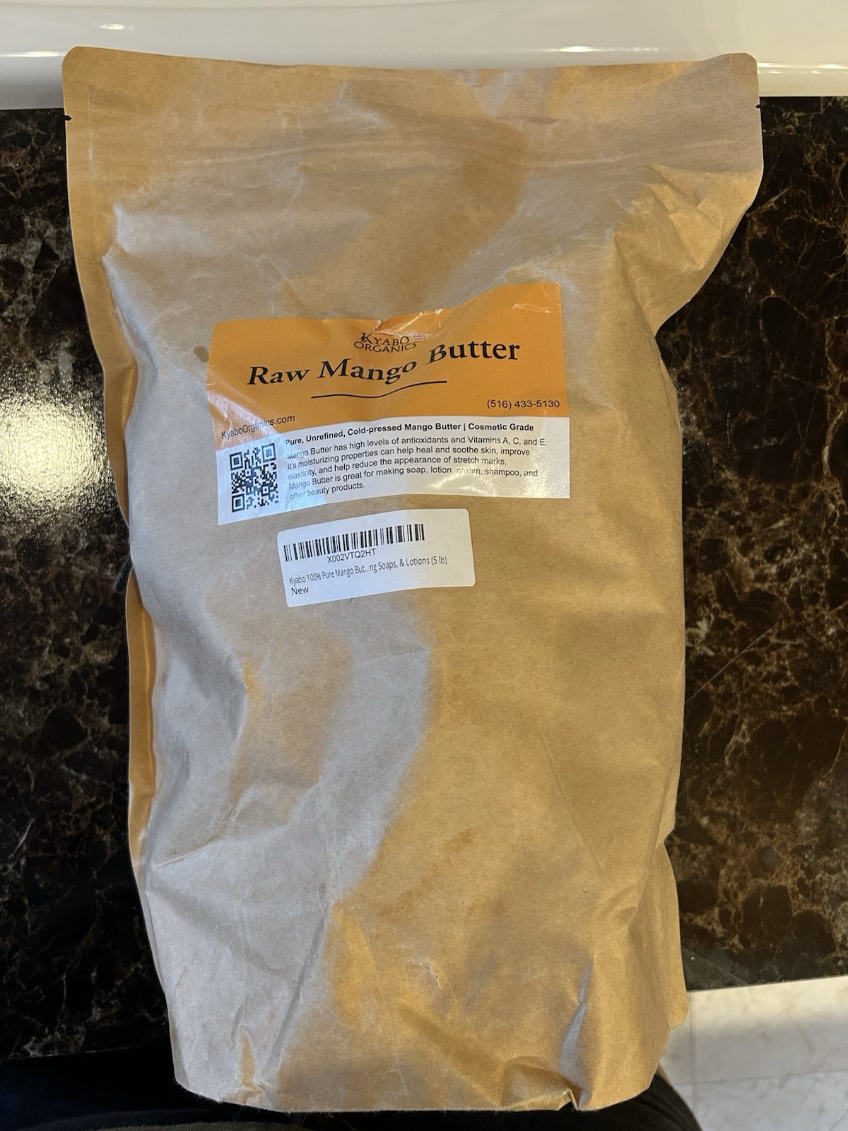 Kyabo 100% Pure Mango Butter, Organic Big 5 Lb. Bag Raw, Unrefined