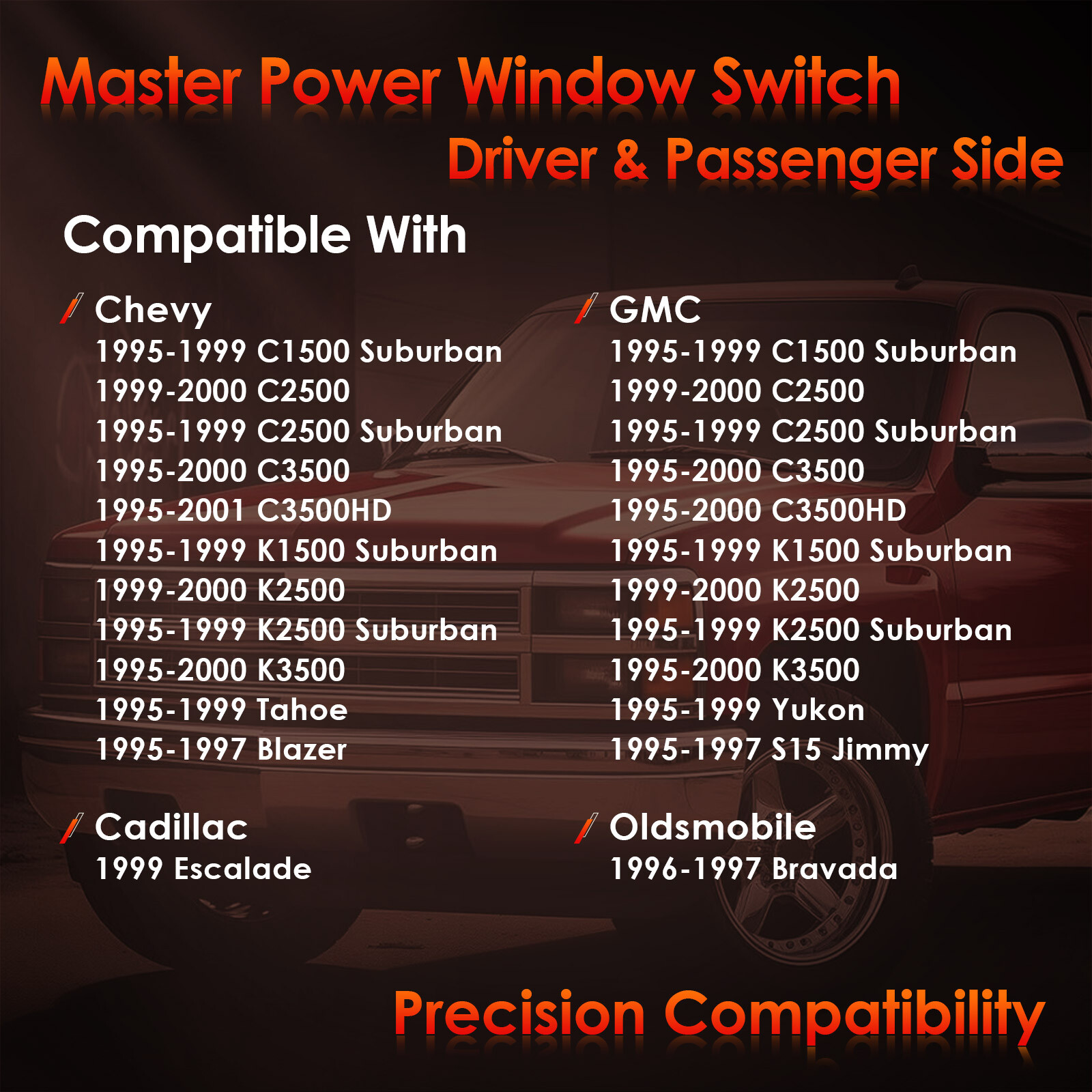 Master Power Window Switch Driver & Passenger Side For Chevy GMC C/K 1500-3500