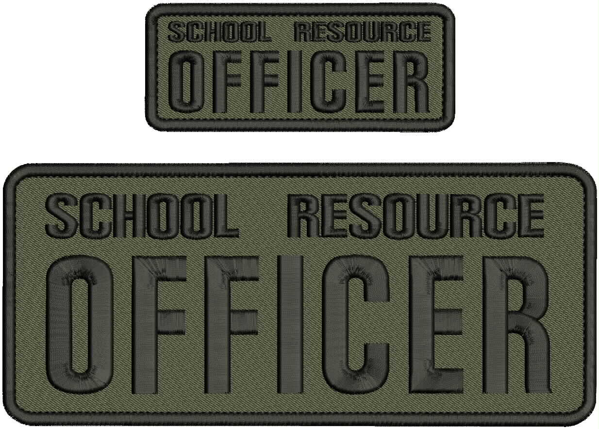 School Resource Officer 2 Emb patches 10x4 & 5x2 Velcr@ On Back blk/Ranger Green