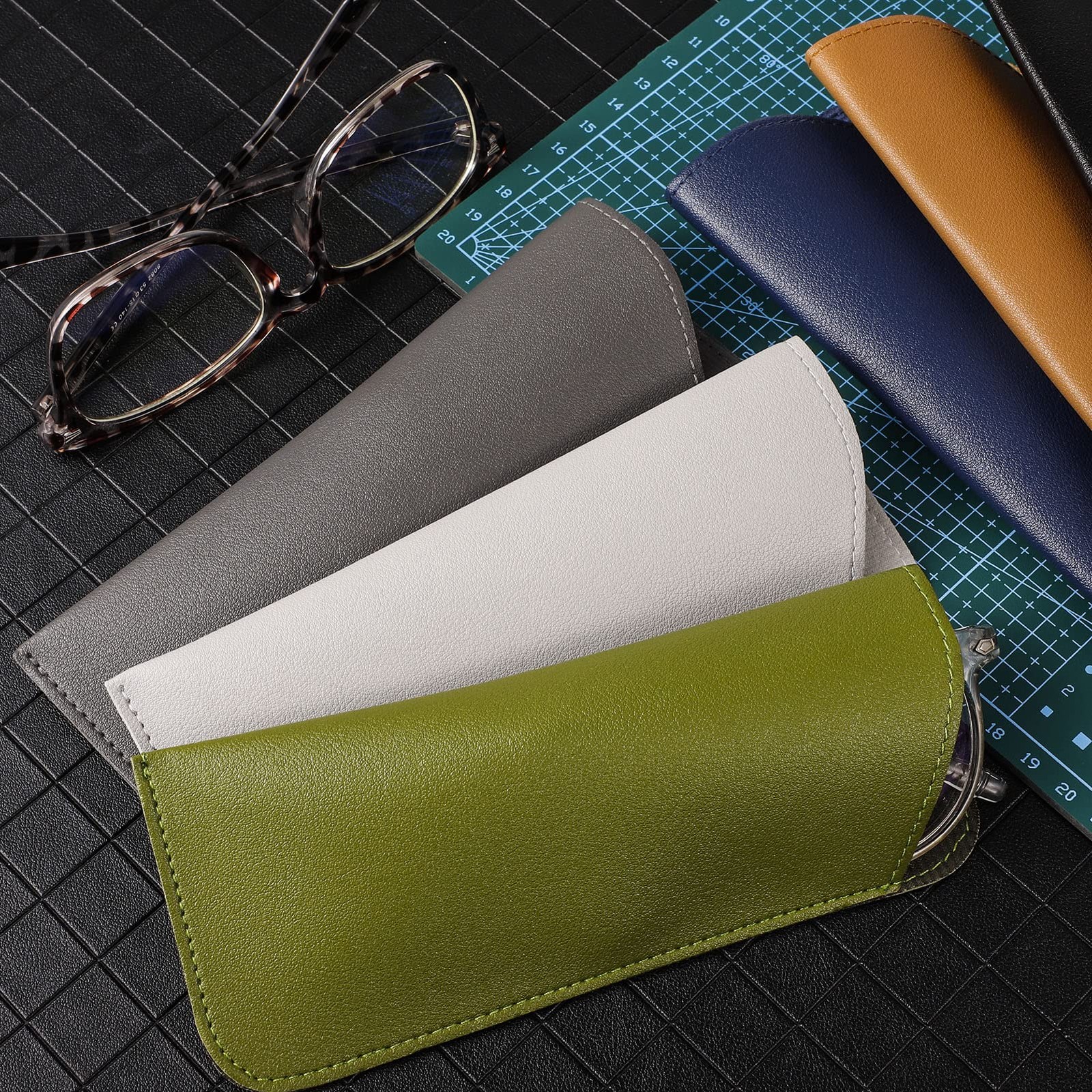 CREPUSCOLO 6 Pack Soft Glasses Cases, Leather Eyeglass